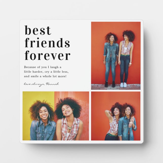 Best Friends Forever | 3 Photo Collage Gift Plaque (Front)
