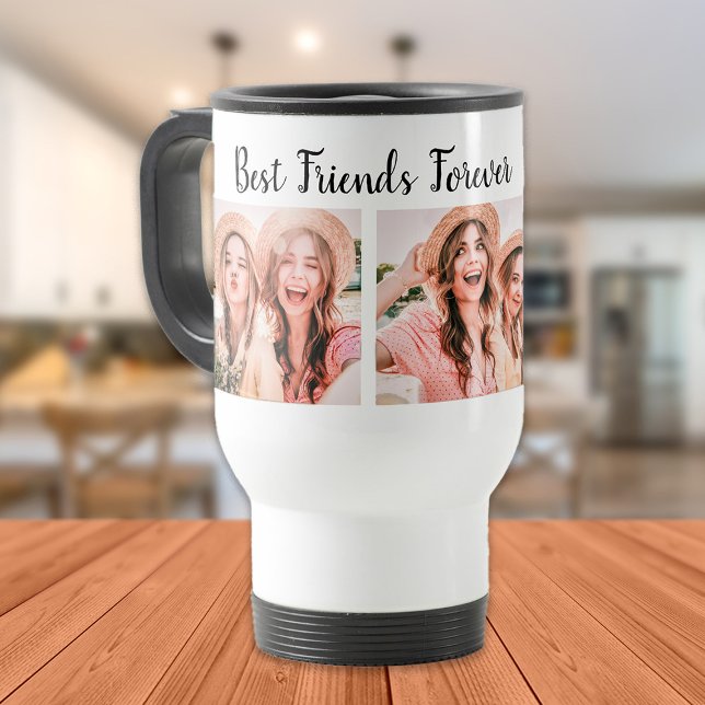 Best Friends Forever 3 Photo Names Travel Mug ("Best friends forever" travel mug)