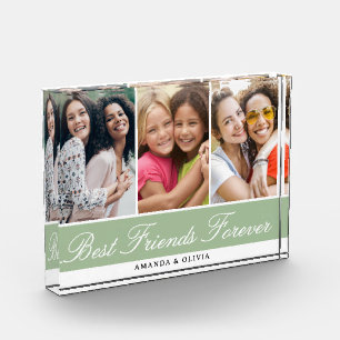 Best Friends Forever 3 Picture Collage Green Photo Block