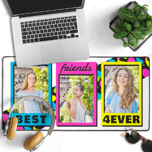 Best friends forever 3 pictures retro neon colours desk mat