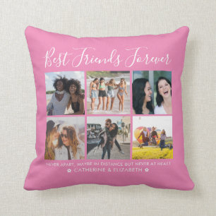 Best Friends Forever 6 Photo Quote Script Pink Cushion