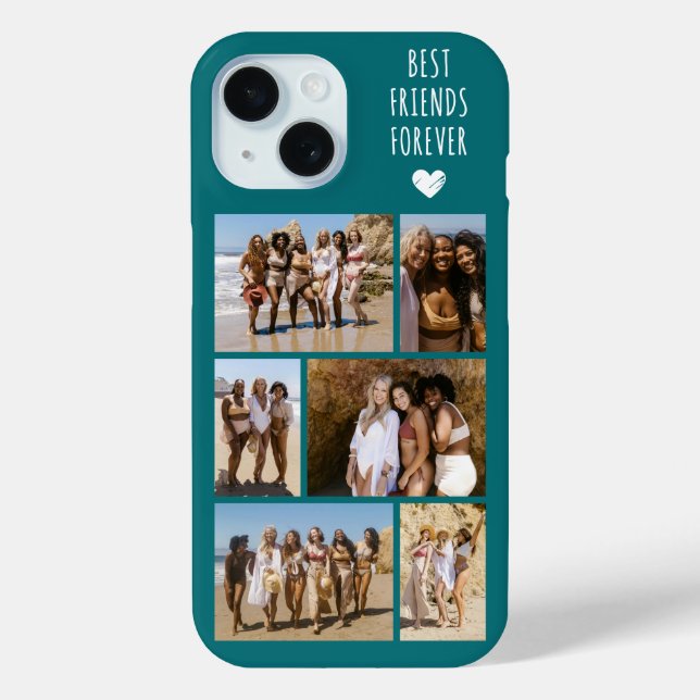 Best Friends Forever 6 Photo Teal Case-Mate iPhone Case (Back)
