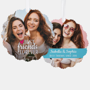 Best friends forever BFF 2 photos friendship Tree Decoration Card