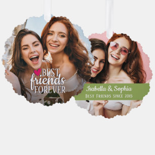 Best friends forever BFF 2 photos friendship Tree Decoration Card
