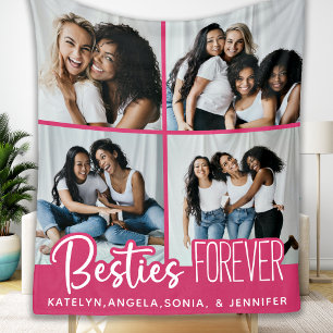 Best Friends Forever BFF Besties 4 Photo Collage Fleece Blanket