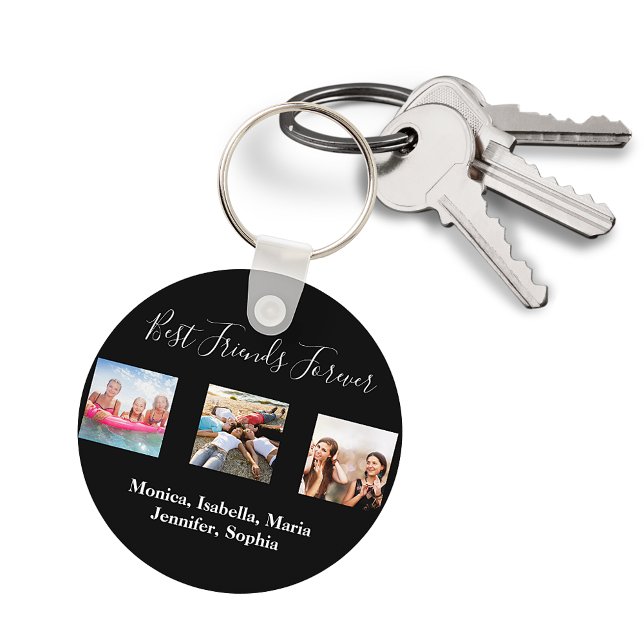 Best friends forever BFF custom photo names black Key Ring (Creator Uploaded)