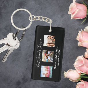Best friends forever BFF custom photo names black Key Ring