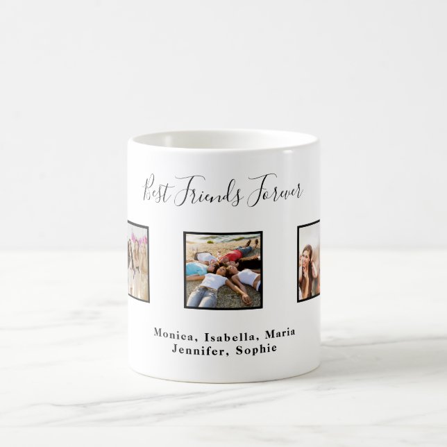 Best friends forever BFF custom photo names white Coffee Mug (Center)
