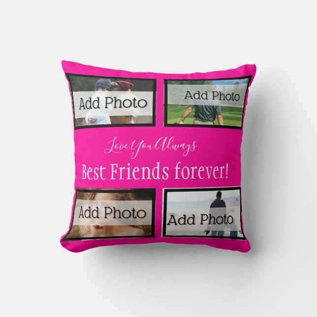 Best Friends Forever, BFF, Girly, Photo Collage Cushion (Front)