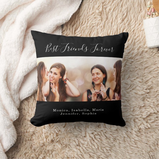 Best friends forever BFF photo names black Cushion (Blanket)