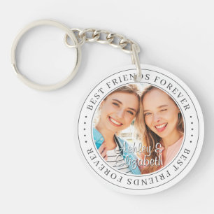 Best Friends Forever BFF Simple Modern Photo Key Ring