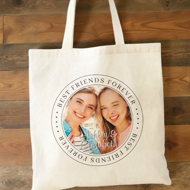 Best Friends Forever BFF Simple Modern Photo Tote Bag (Creator Uploaded)
