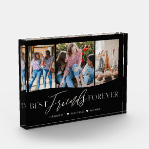 Best Friends Forever BFFs 3Photo Keepsake Black Photo Block