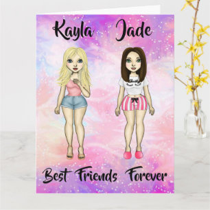 Best Friends Forever Blonde and Brunette Custom Card