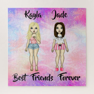 Best Friends Forever Blonde and Brunette Custom Jigsaw Puzzle