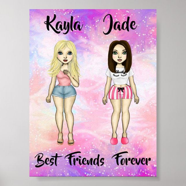 Best Friends Forever Blonde and Brunette Custom   Poster (Front)