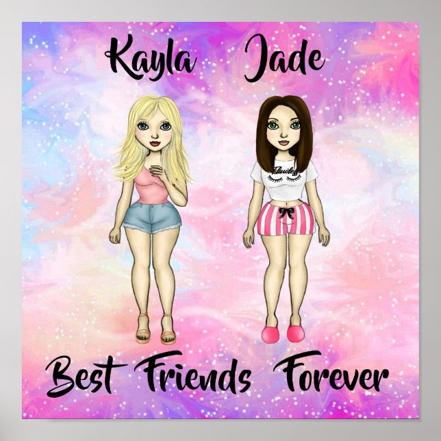 Best Friends Forever Blonde and Brunette Custom  Poster (Front)