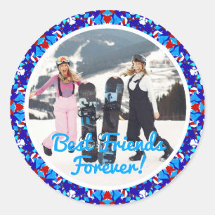 Best Friends Forever Christmas Photo Envelope Classic Round Sticker