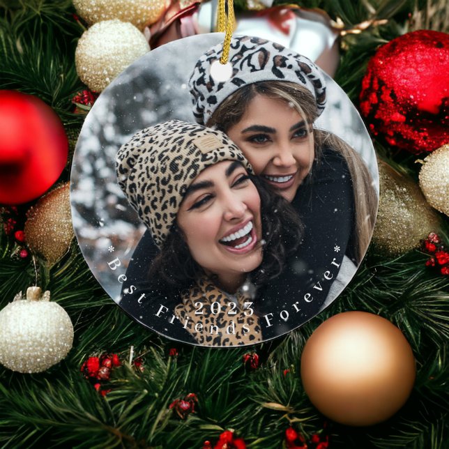 Best Friends Forever Christmas Photo Year Ceramic Tree Decoration (Creator Uploaded)