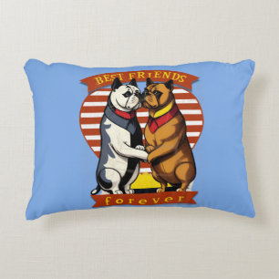 Best friends forever - Classic Comic Bulldogs Frie Decorative Cushion