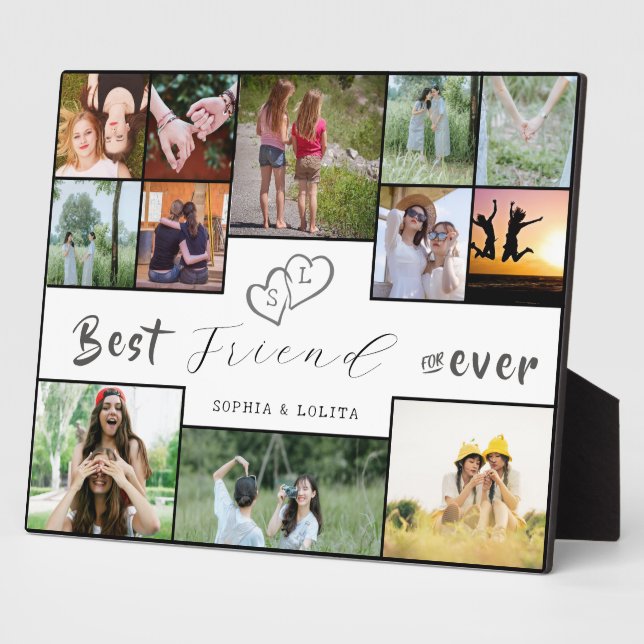 Best Friends Forever | Custom 12-Photo Collage  Plaque (Side)