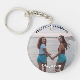 Best Friends Forever Custom 2 Photo and Name Key Ring