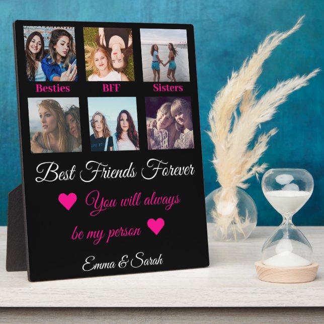 Best Friends Forever Custom 6 Photos Name Quote Plaque (Side)