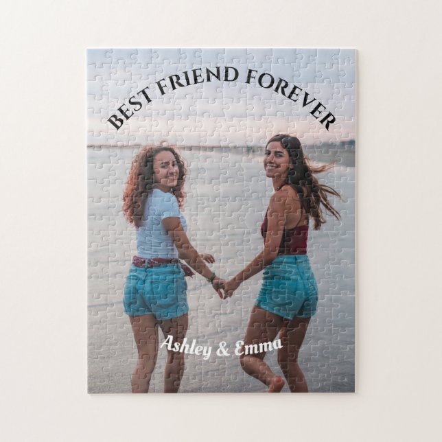 Best Friends Forever Custom Photo and Name Jigsaw Puzzle (Vertical)