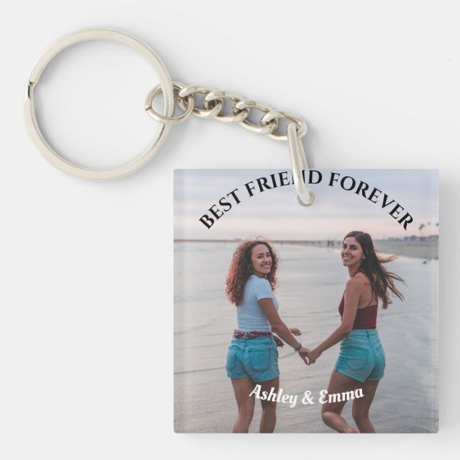 Best Friends Forever Custom Photo and Name Key Ring (Front)