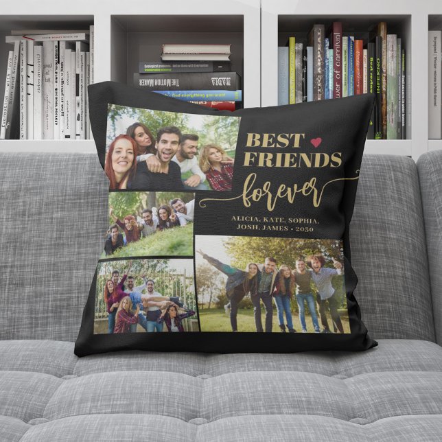Best friends forever custom photo collage names cushion (Creator Uploaded)