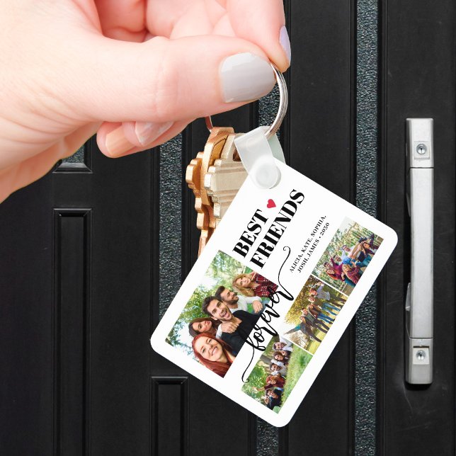 Best friends forever custom photo collage names key ring (Creator Uploaded)
