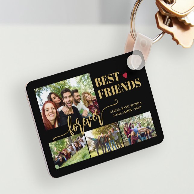 Best friends forever custom photo collage names key ring (Creator Uploaded)