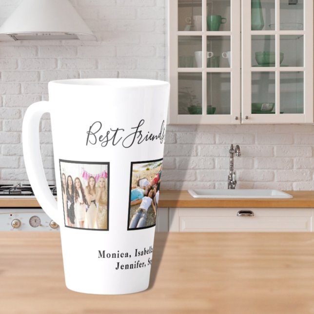 Best friends forever custom photo names white chic latte mug (Creator Uploaded)