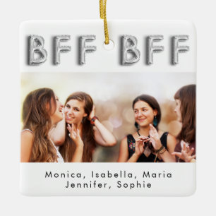Best friends forever custom photo silver white ceramic ornament