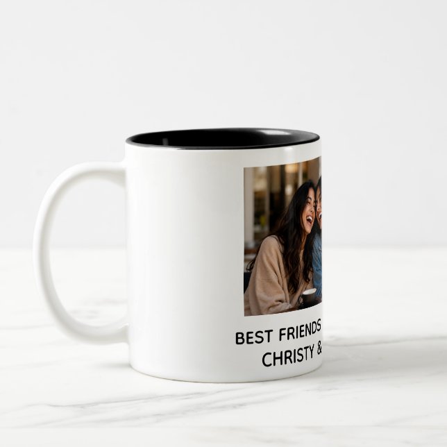 BEST FRIENDS FOREVER customised photo & names mug (Left)