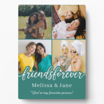 best friends forever cute 4 photos collage Teal