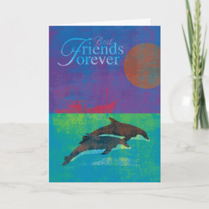 Best Friends Forever Dolphins in Sea Painting Card