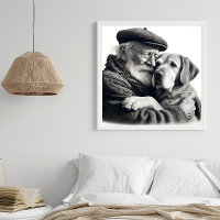 Best Friends Forever Elderly Gentleman and Dog