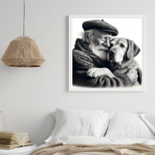 Best Friends Forever Elderly Gentleman and Dog  Photo Print