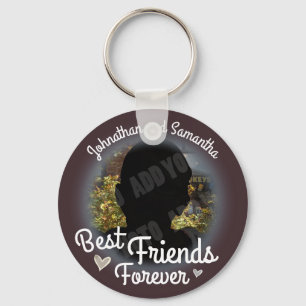 Best Friends Forever Fun Script Photo Round Key Ring