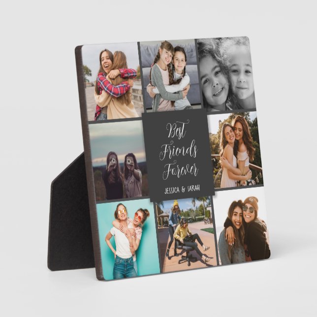 Best friends forever grey photo handwritten  plaque (Front)
