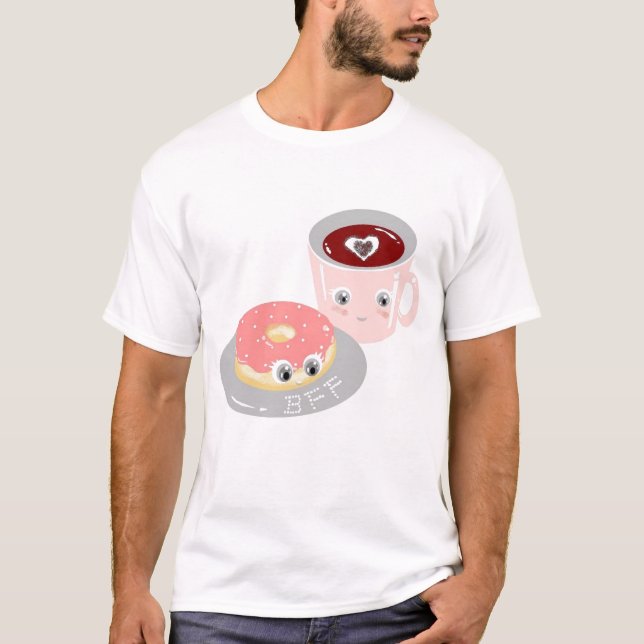 Best Friends Forever Kawaii Coffee and Doughnut T-Shirt (Front)