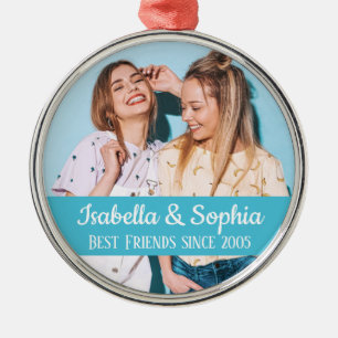 Best friends forever modern BFF photo trendy Metal Tree Decoration