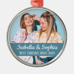Best friends forever modern BFF photo trendy Metal Tree Decoration