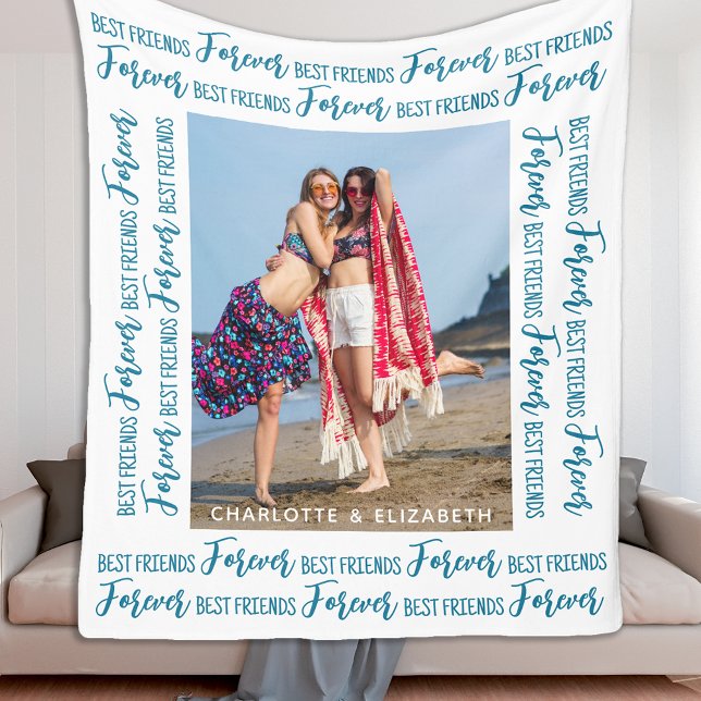 Best Friends Forever Modern Chic Custom Photo Fleece Blanket (Creator Uploaded)