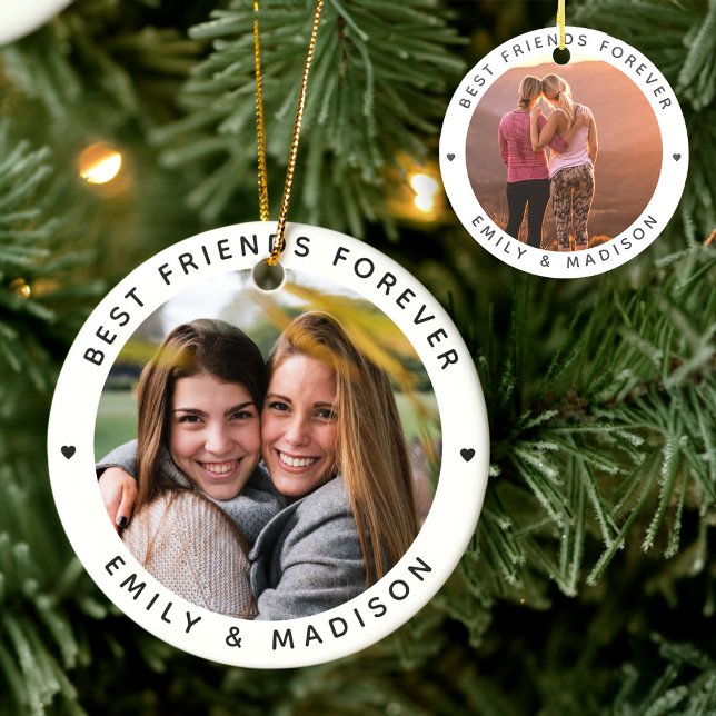 Best Friends Forever Modern Minimal Besties BFF Ceramic Tree Decoration (Creator Uploaded)