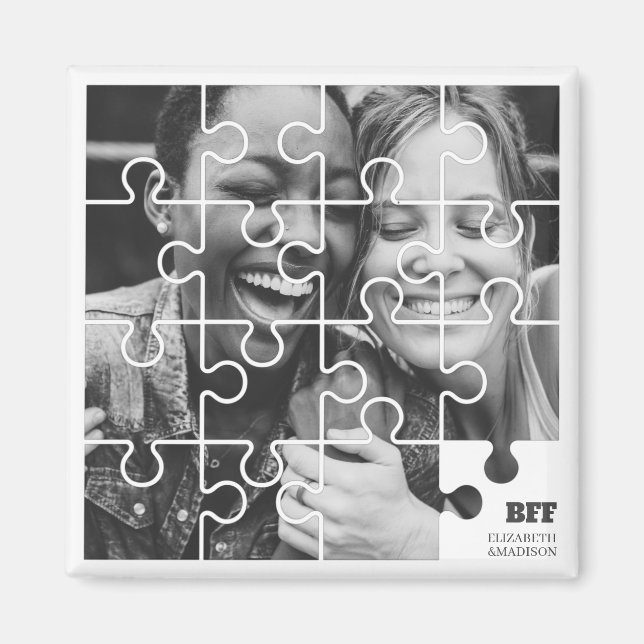 Best Friends Forever Modern Puzzle Gift Magnet (Front)