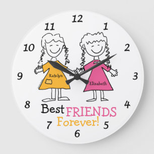 Best Friends Forever Personalised Large Clock
