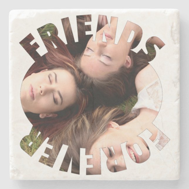 Best friends forever personalised photo  stone coaster (Front)