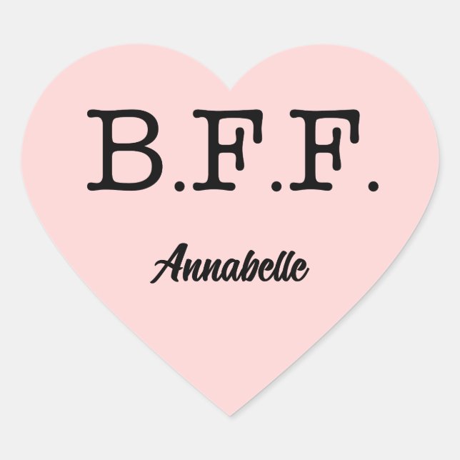 Best Friends Forever Personalised Pink Heart Sticker (Front)